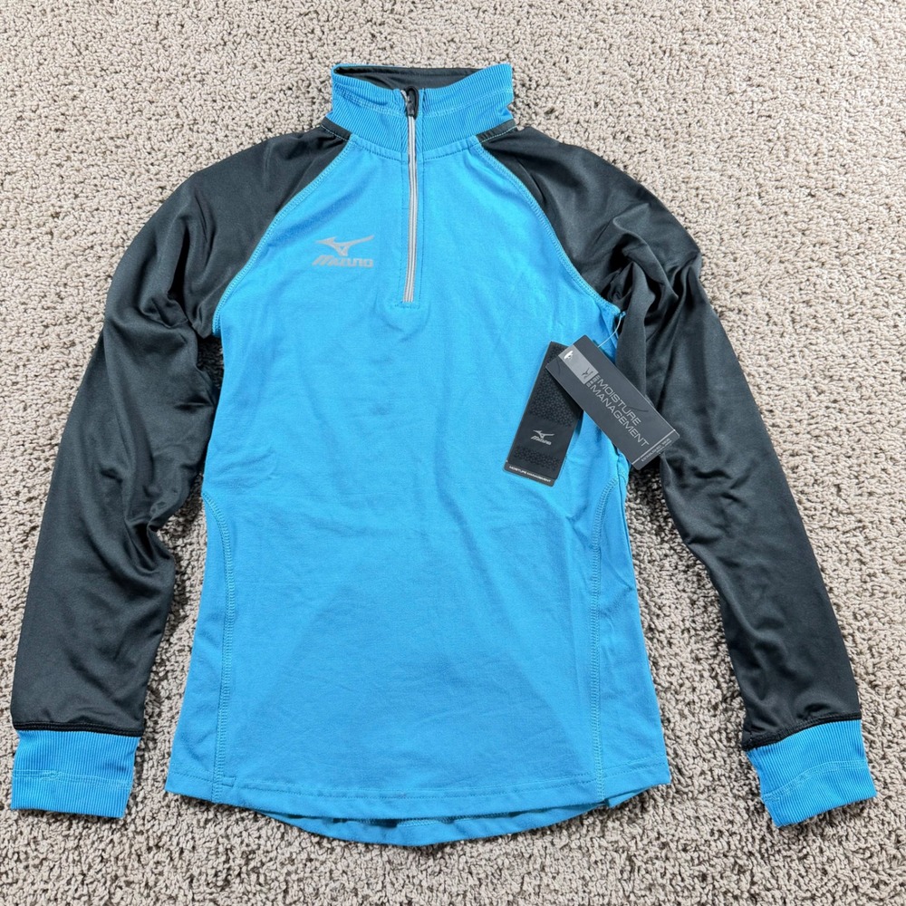 Mizuno Youth Girls Blue Moisture‎ Management Qt Zip Performance Pullover Large